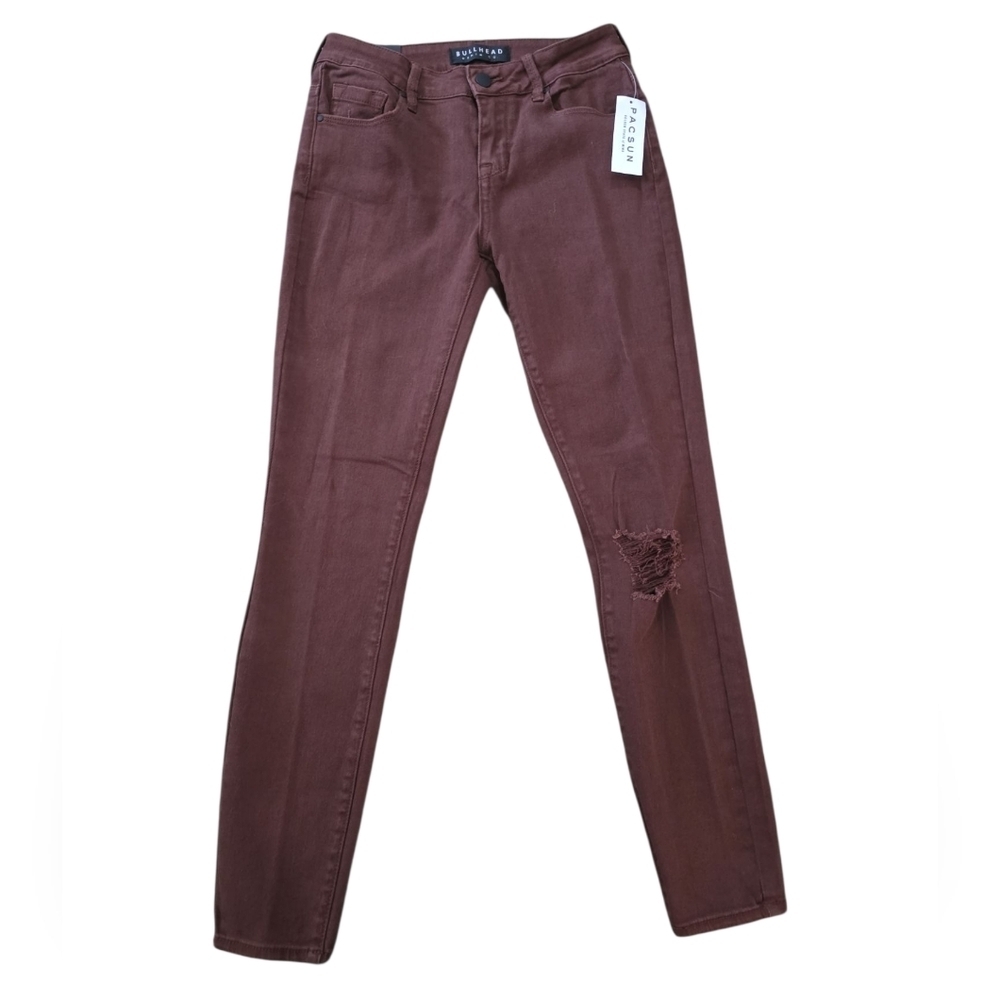 NWT Women's Jeans Bullhead Denim Co Taxon Size 25 Maroon Pants Skinny